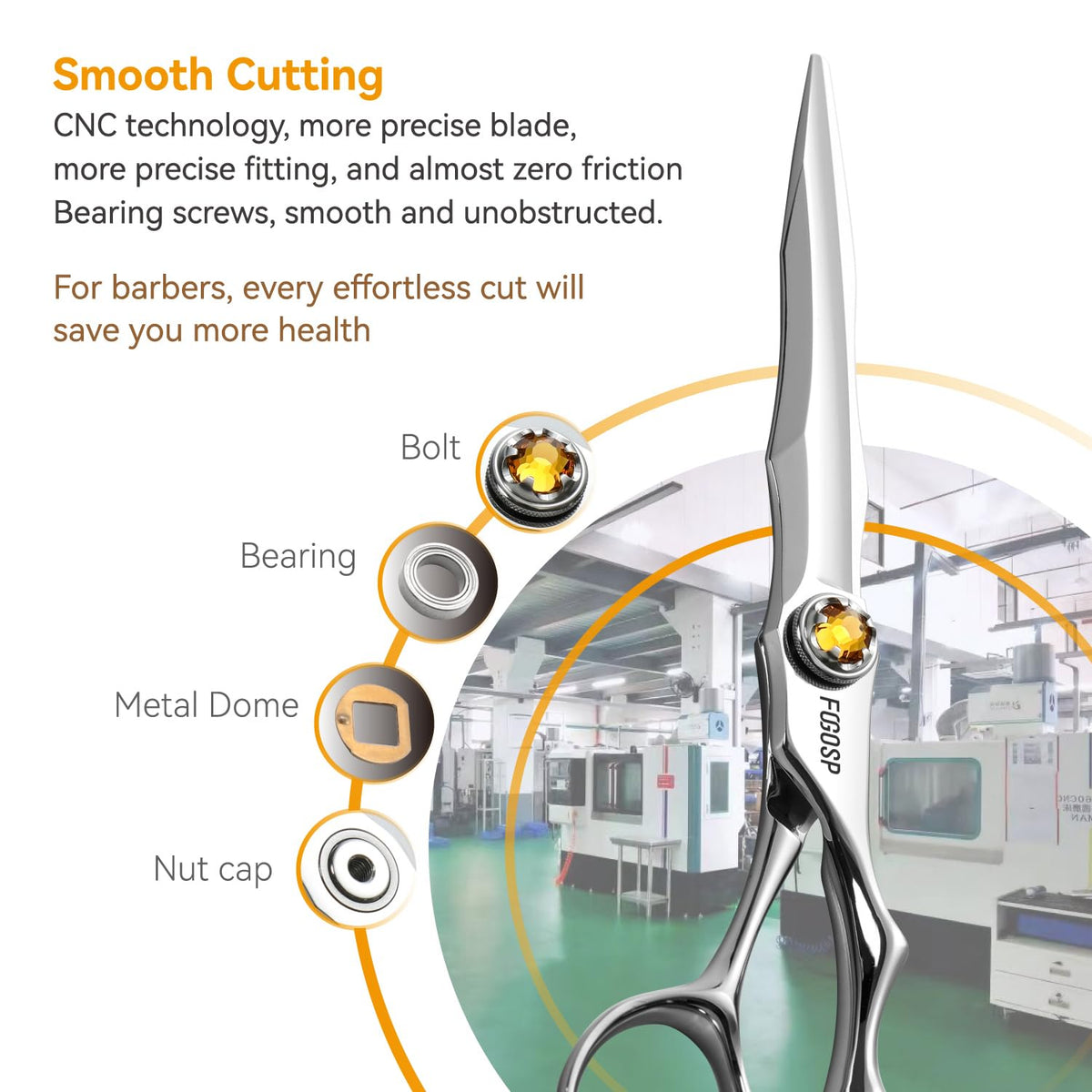 FOGOSP VG10 steel close-up showing durable, razor-sharp blades