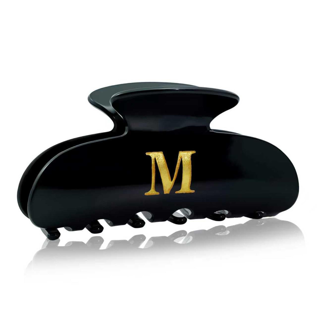Fohufo black initial hair clip with monogram for a stylish personalized touch.