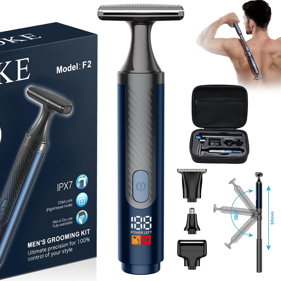 FOKE back shaver with ultra-wide 2-inch head for smooth back shaving