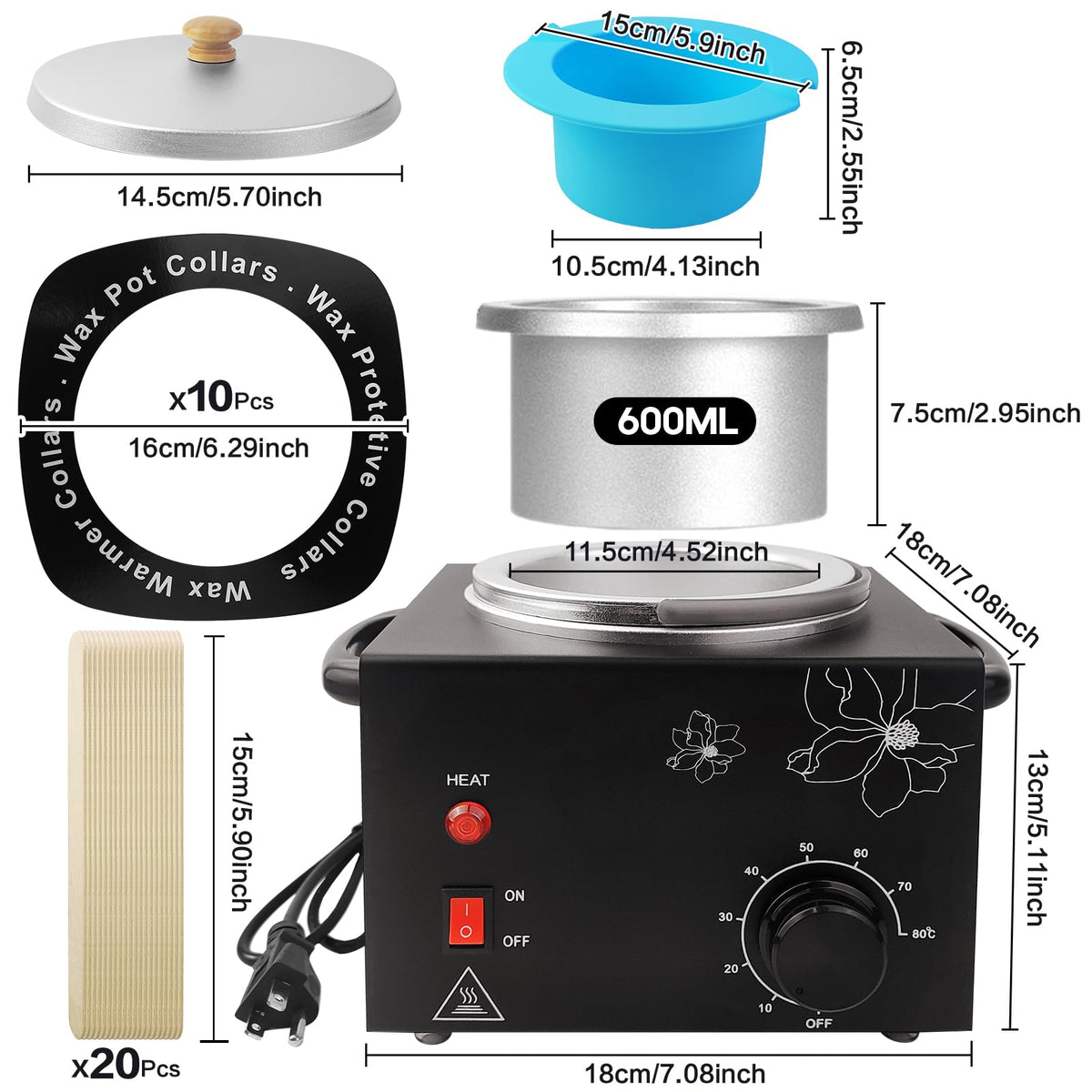 Folconroad wax warmer showing dual pot option for melting two wax types