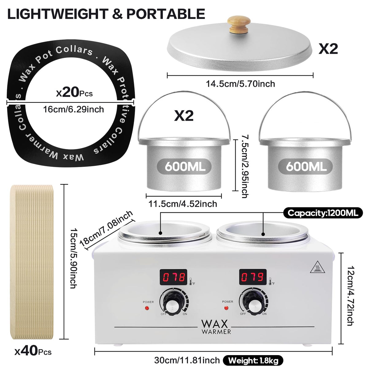 Folconroad wax warmer dual-pot system for versatile melting.