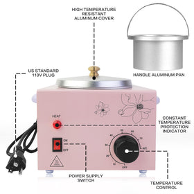 Folconroad wax warmer temperature dial enables comfortable, customized waxing sessions.