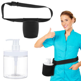 FoldTier 16 oz pump bottle with massage holster for travel and organization