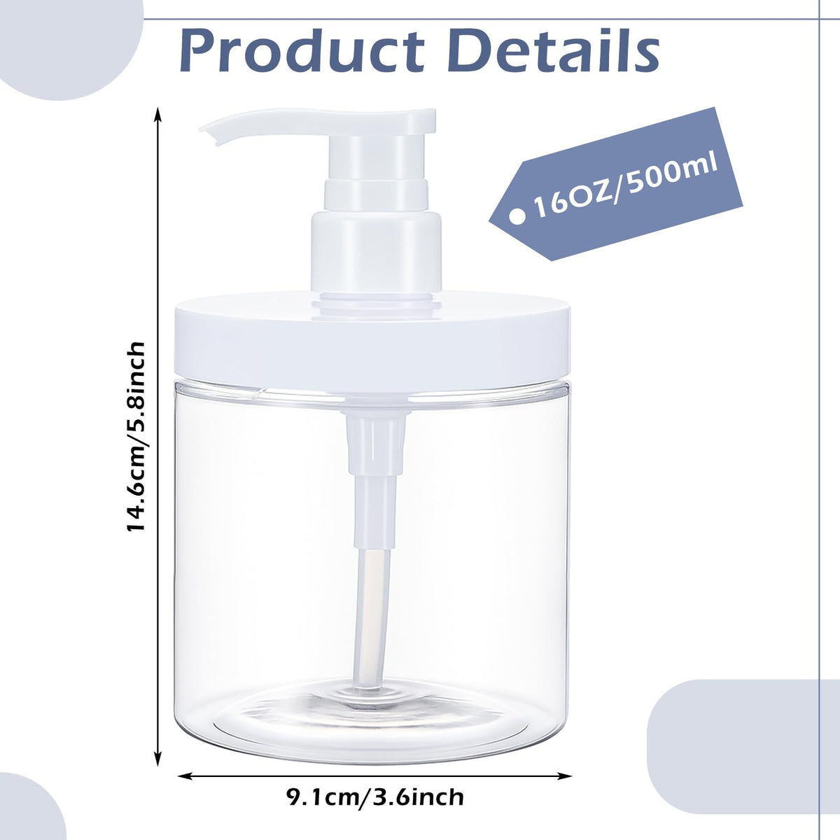 FoldTier 16 oz pump bottle wide mouth enables easy refilling and pouring