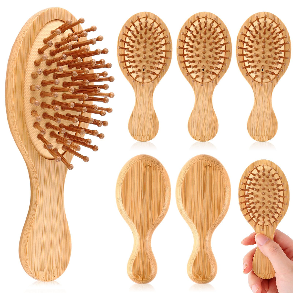 FoldTier bamboo hair brush mini pack for on-the-go detangling
