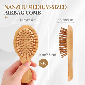 FoldTier bamboo brush with soft air cushion for gentle detangling.