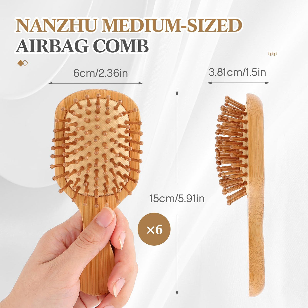 FoldTier bamboo brush with air cushion for gentle detangling and reduced tugging