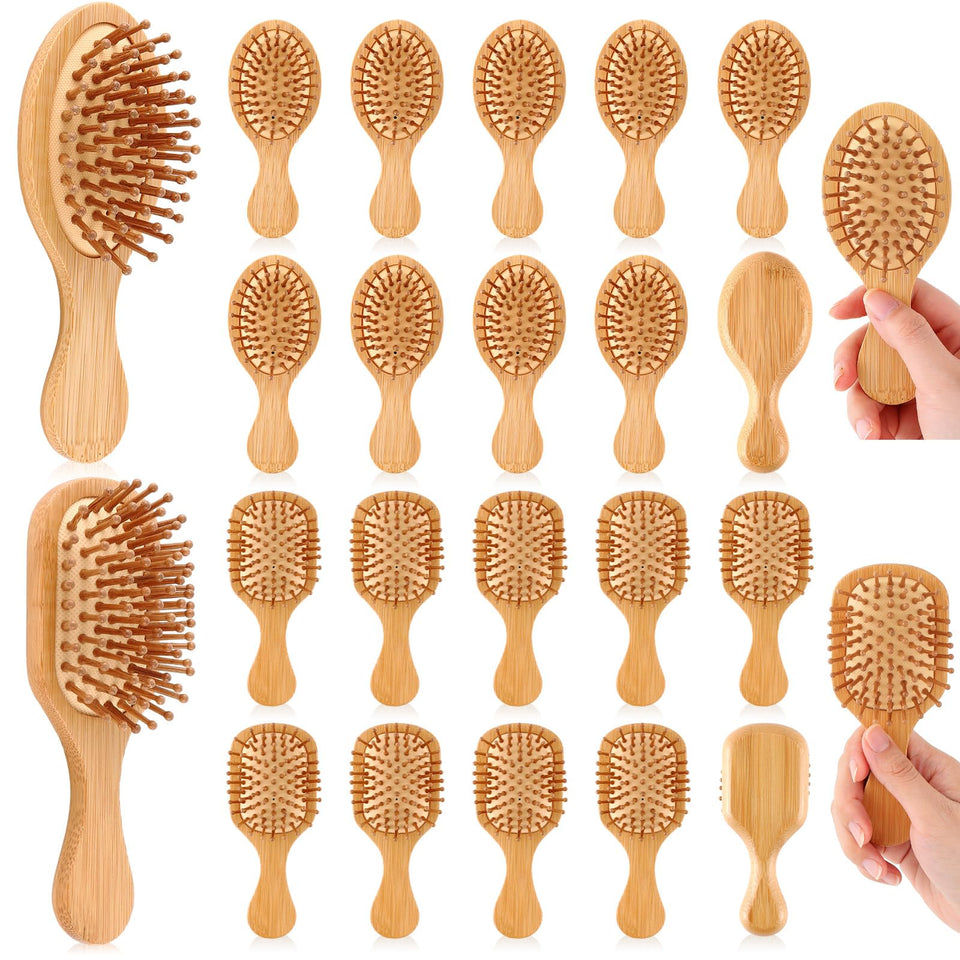 FoldTier mini bamboo hair brush in purse size for quick detangling on the go.
