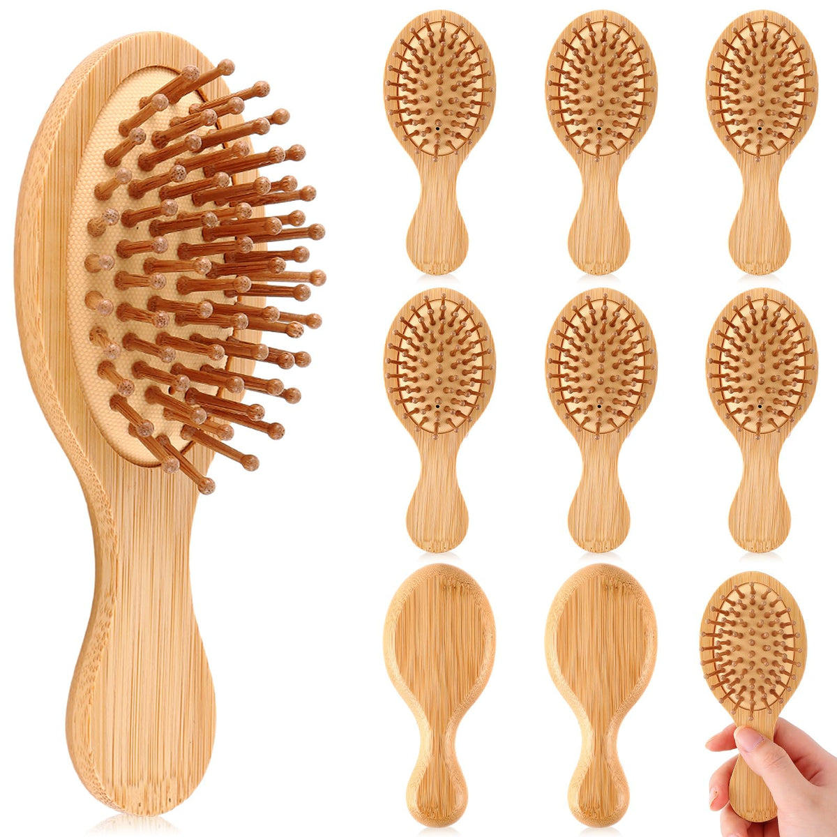 FoldTier mini bamboo hair brush for travel detangling on the go.