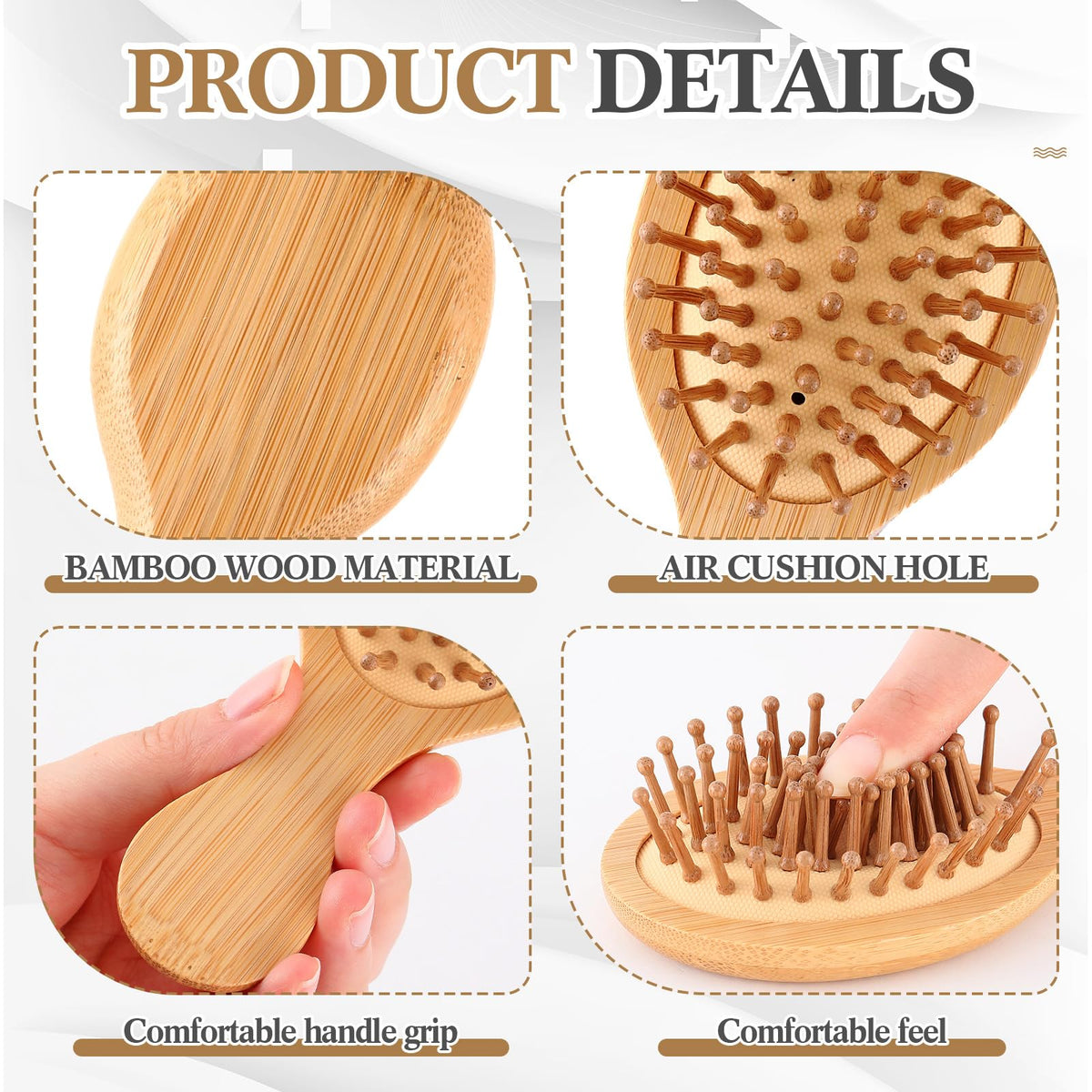FoldTier polished bamboo handle travel brush with durable grip for comfortable brushing.