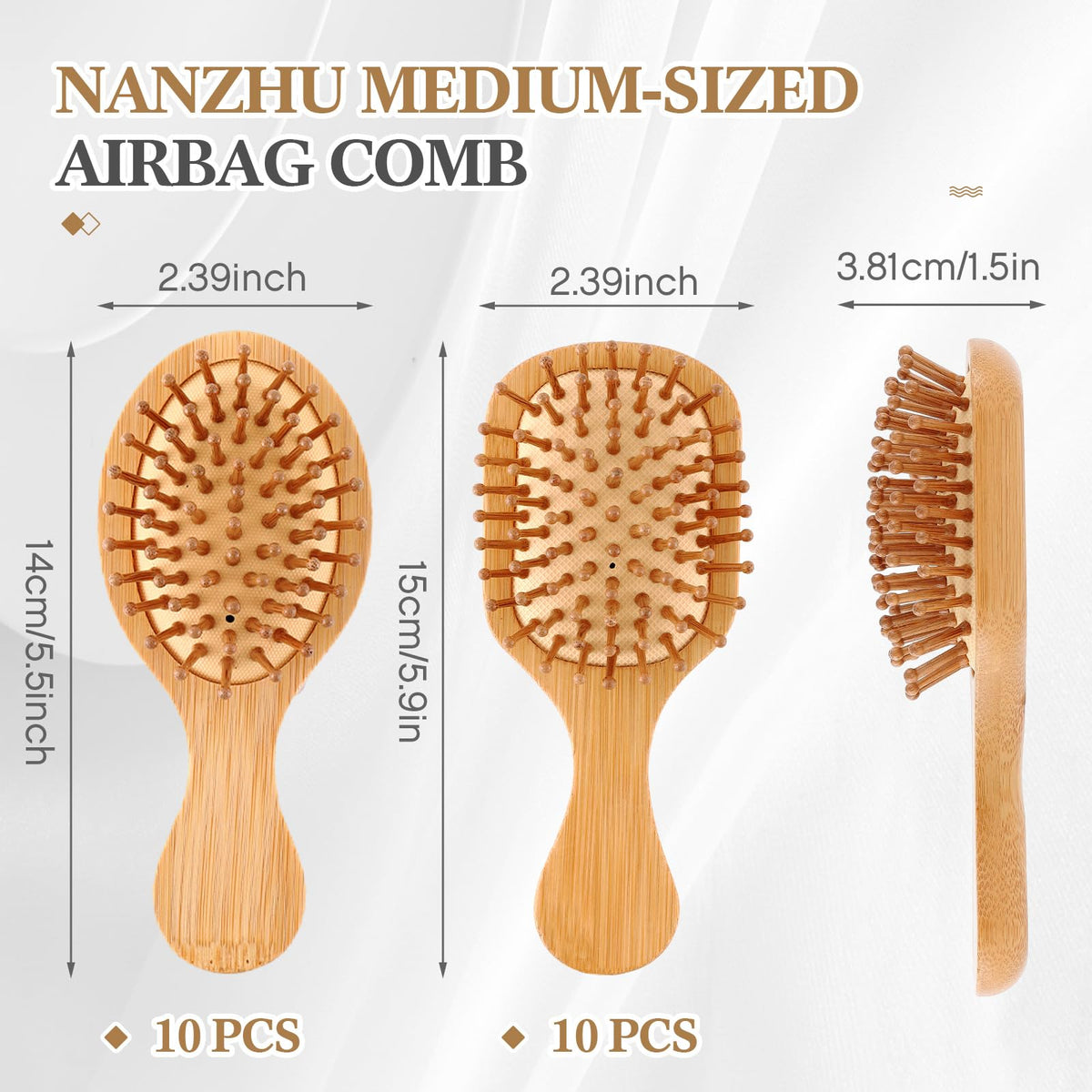 FoldTier travel-size bamboo hair brush features a compact 6 x 15 cm form for easy packing.
