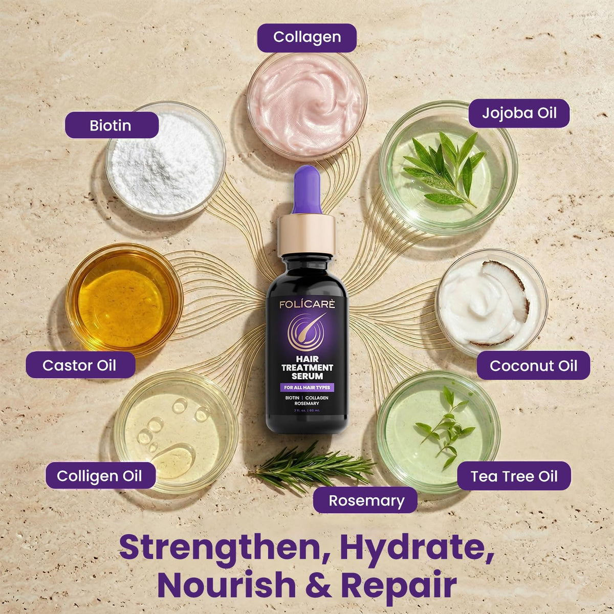 FOLICARE sulfate free and cruelty free care formula highlighted.