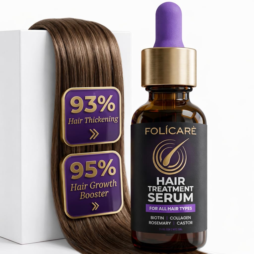 FOLICARE Hair Growth Serum bottle close up for quick scalp absorption.