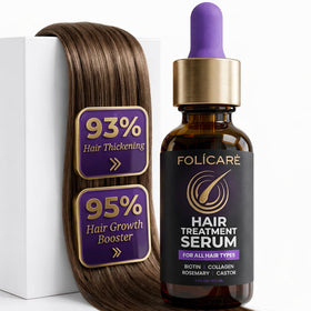FOLICARE Hair Growth Serum bottle close up for quick scalp absorption.