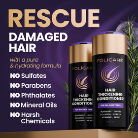 Hair prepared for heat styling with FOLICARE protection.