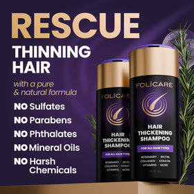 Bathroom scene with FOLICARE Thickening Shampoo ready to use in the shower