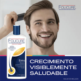 Folicure Extra Shampoo two-pack box emphasizes value for regular hair care routines.