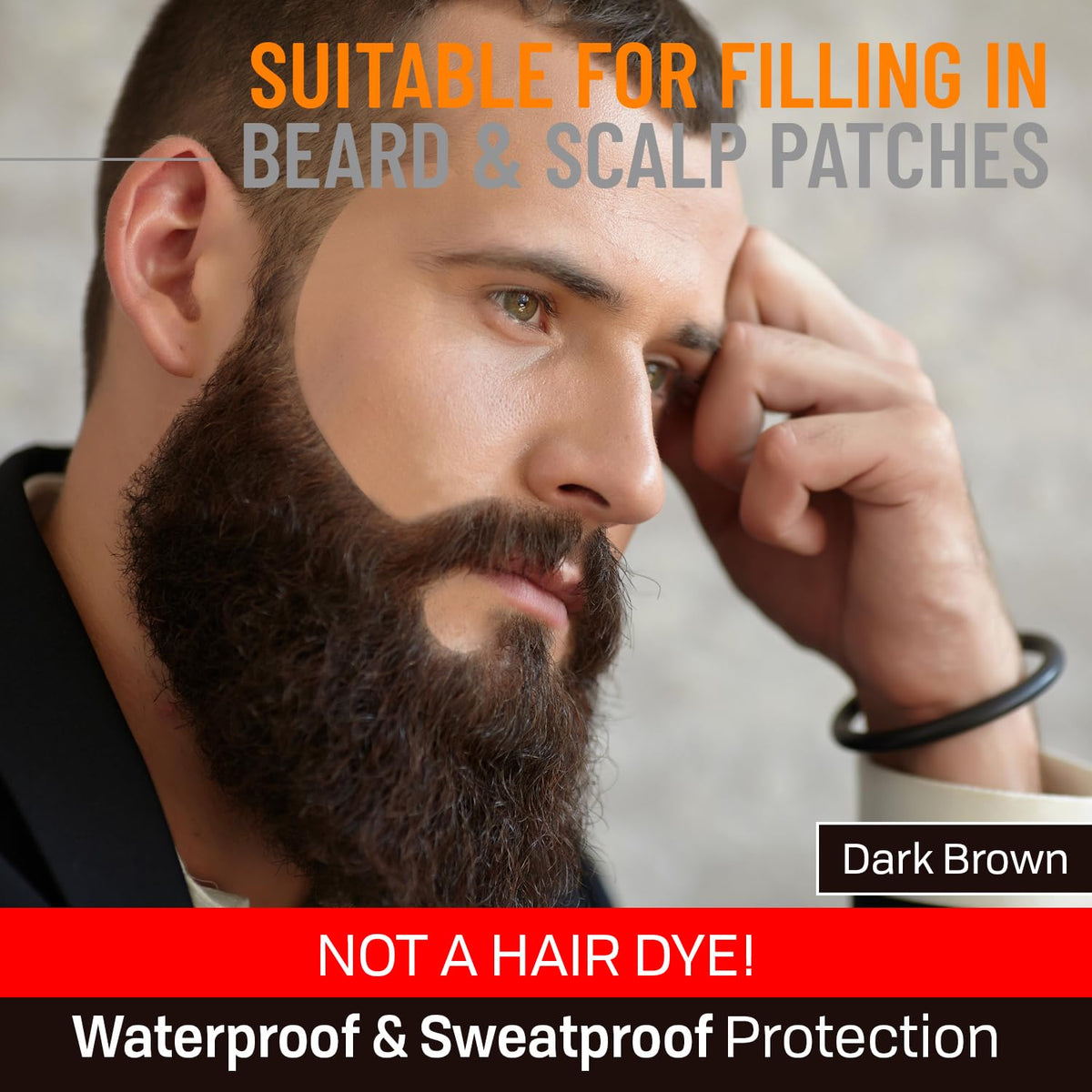 Follicle Booster beard pen natural finish blends with hair and skin.