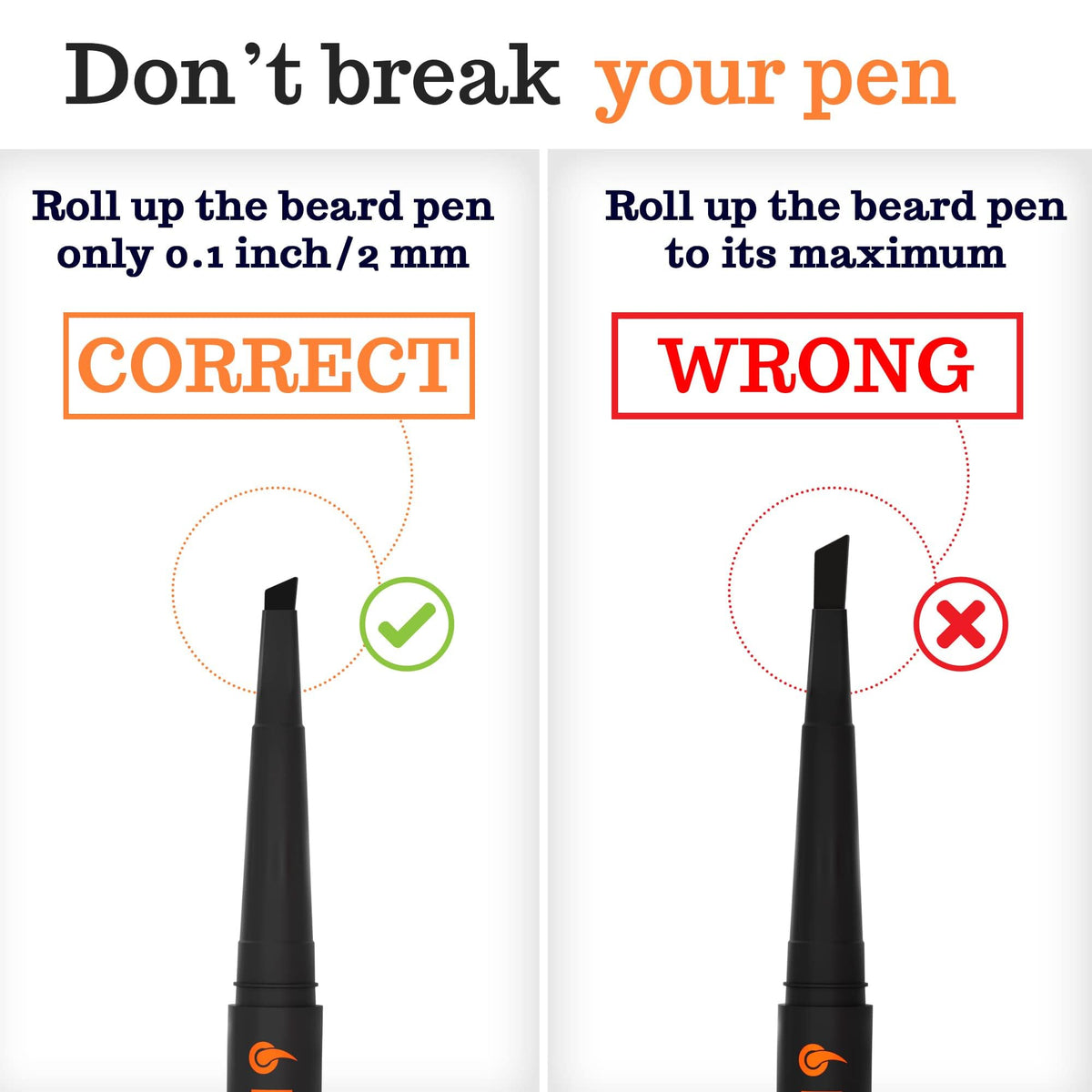 Follicle Booster Beard Pen dry ceramic texture provides strong hold.