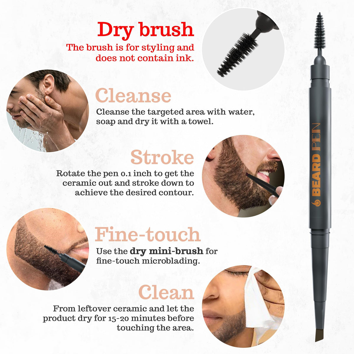 Follicle Booster Beard Pen waterproof hold for sweat resistance.