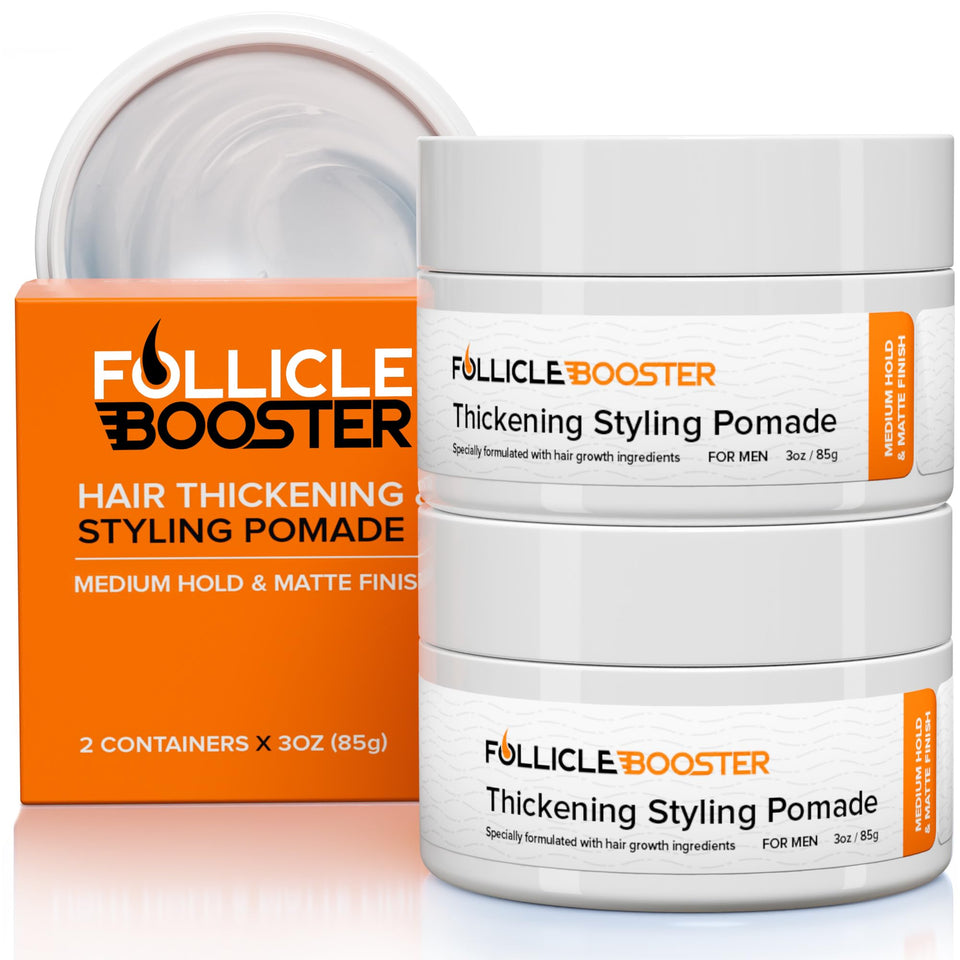 Follicle Booster Thickening Pomade 2-pack with matte finish for everyday styling.