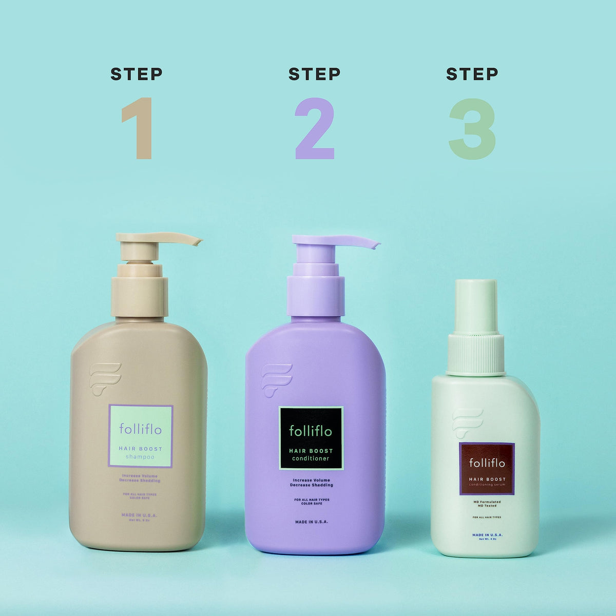 Folliflo Hair Boost Shampoo shine-visible finish on clean hair.