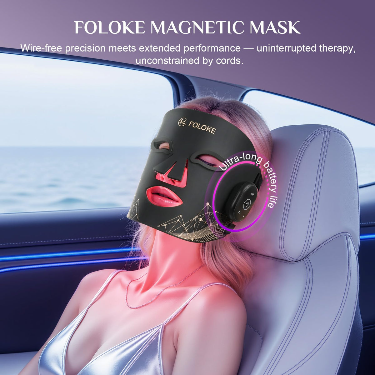Foloke charging adaptor compatible with 100-240V outlets for convenient charging.