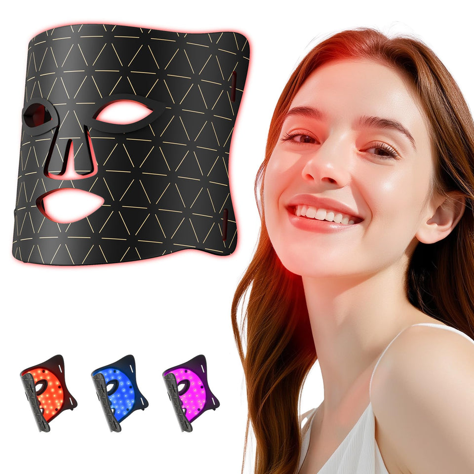 FOLOKE red light mask worn on the face for at-home skincare sessions