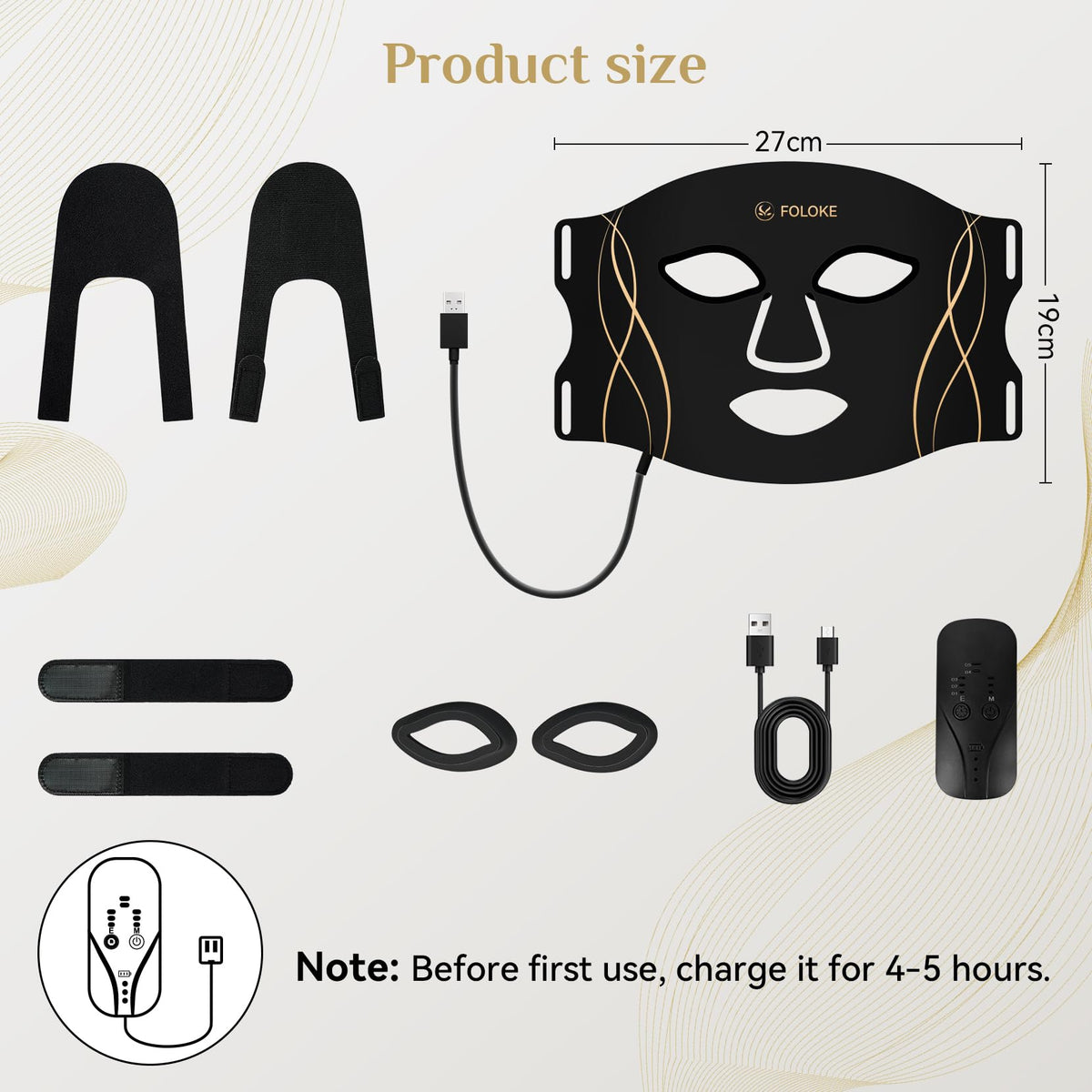 FOLOKE Red Light Therapy Mask side view showing slim profile and adjustable strap.