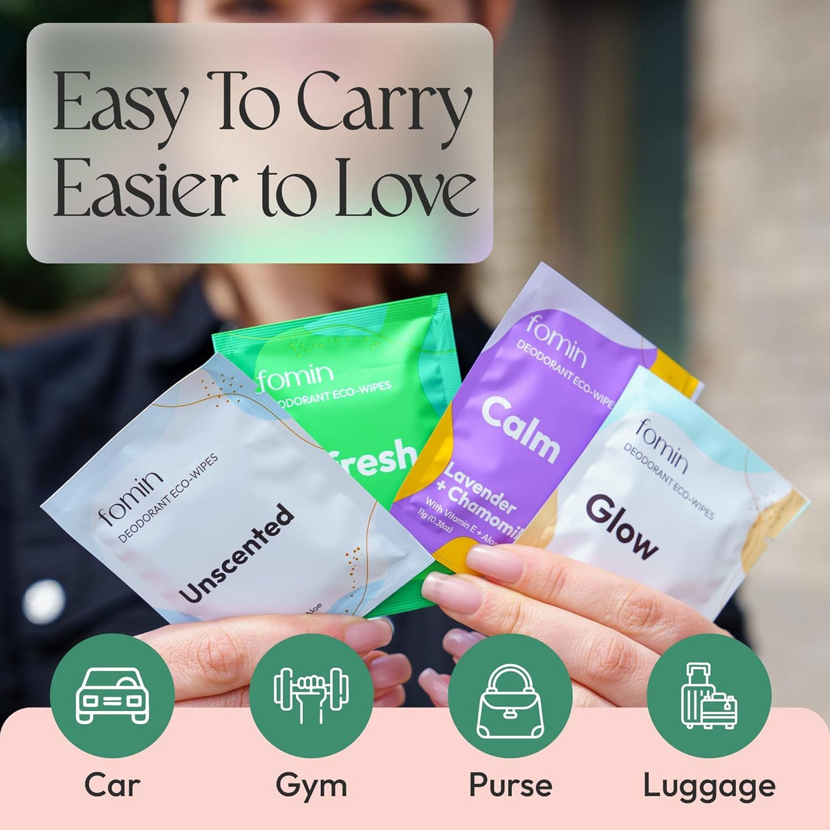 FOMIN biodegradable wipes packaging highlights eco friendly travel care