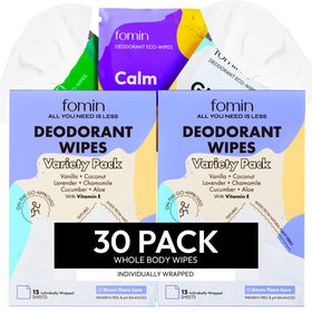 FOMIN travel deodorant wipes variety pack for on-the-go freshness.
