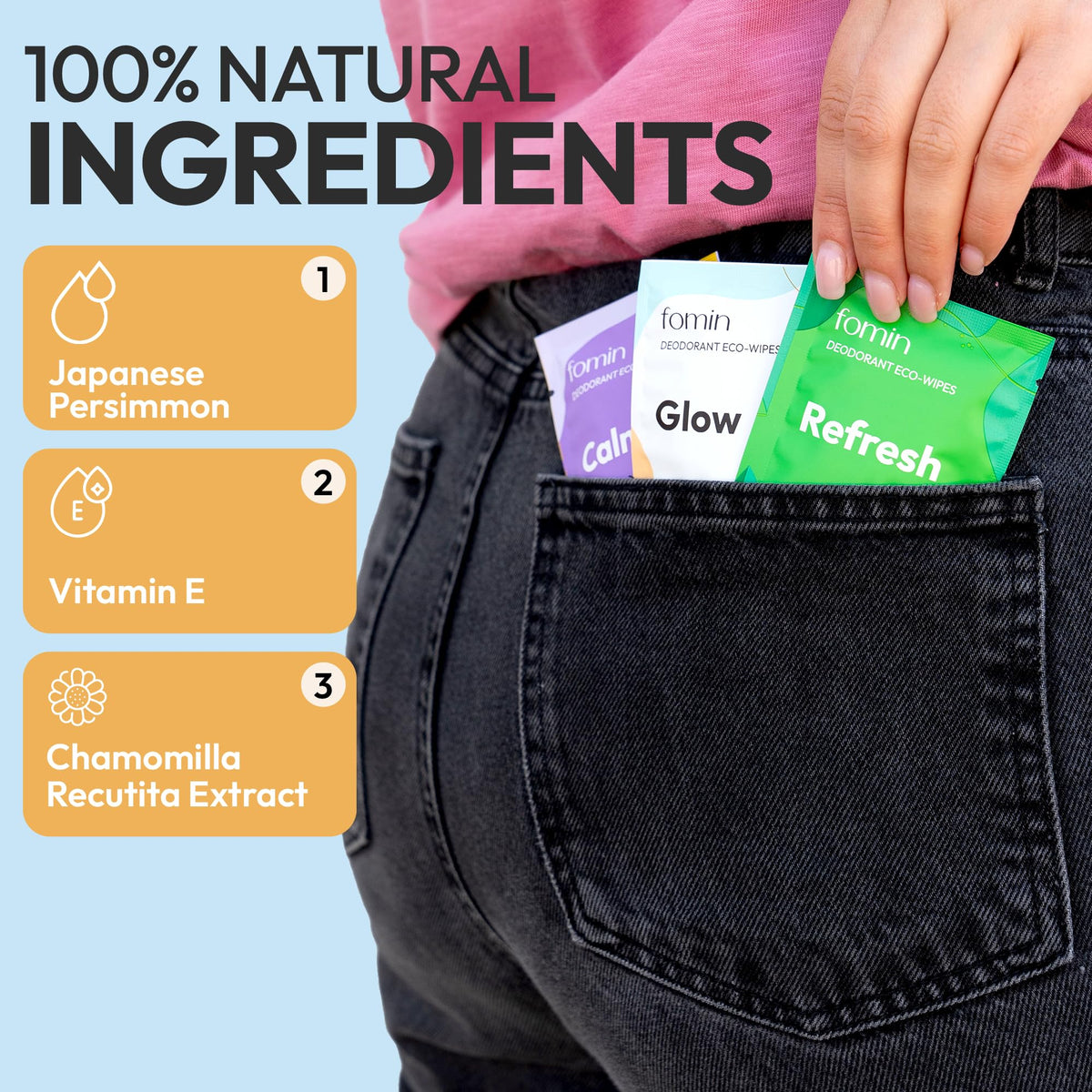 FOMIN variety pack shows five scents for personalized freshness and daily routine.
