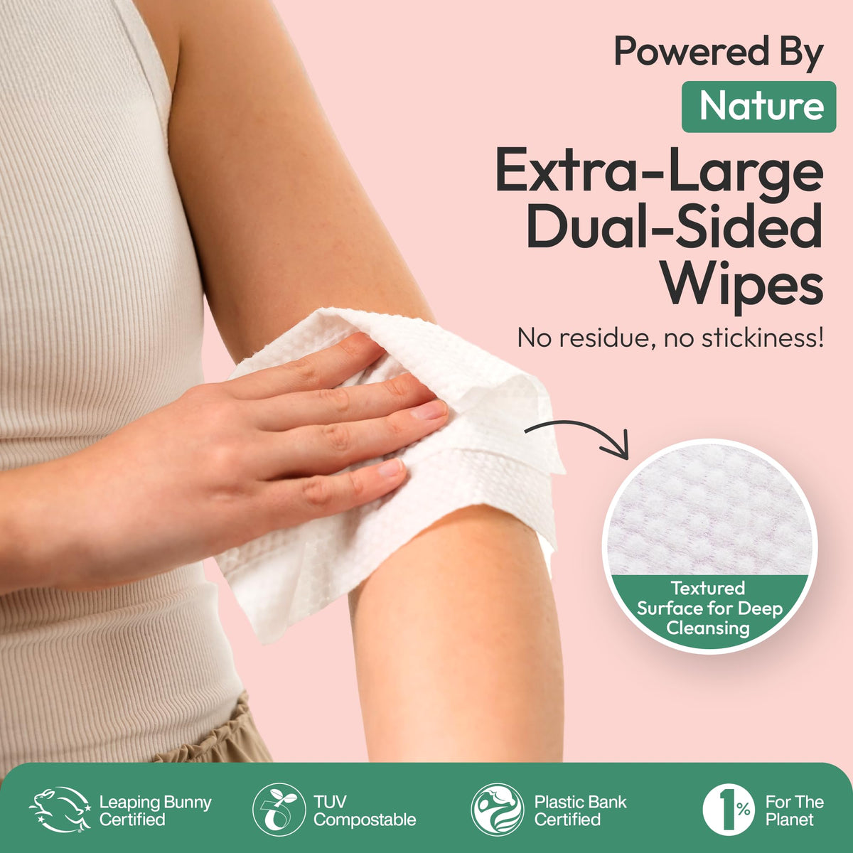 FOMIN wipes infused with vitamin E and aloe for gentle skin care.