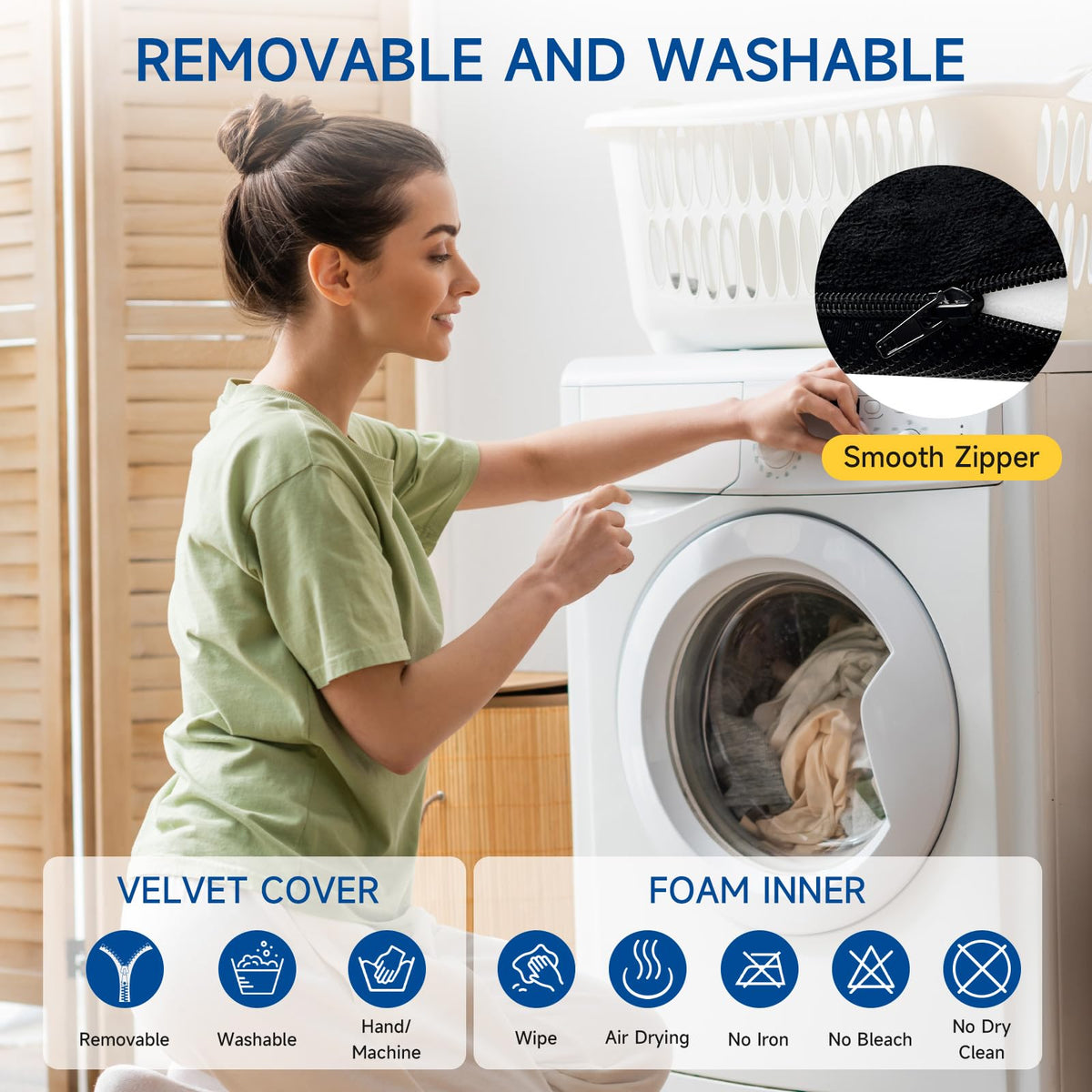 FondleFeeling removable machine-washable cover for easy care