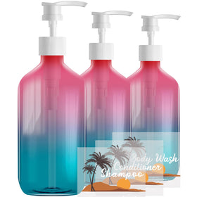 FOOCHY 500ml gradient bottle with pump for travel-friendly liquids