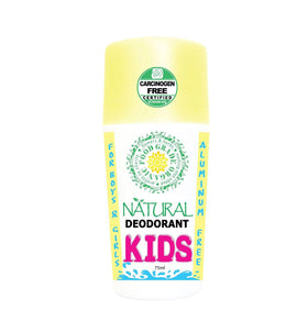FoodGradeOrganic Kids Roll-On deodorant bottle with aluminum-free odor protection for sensitive skin.