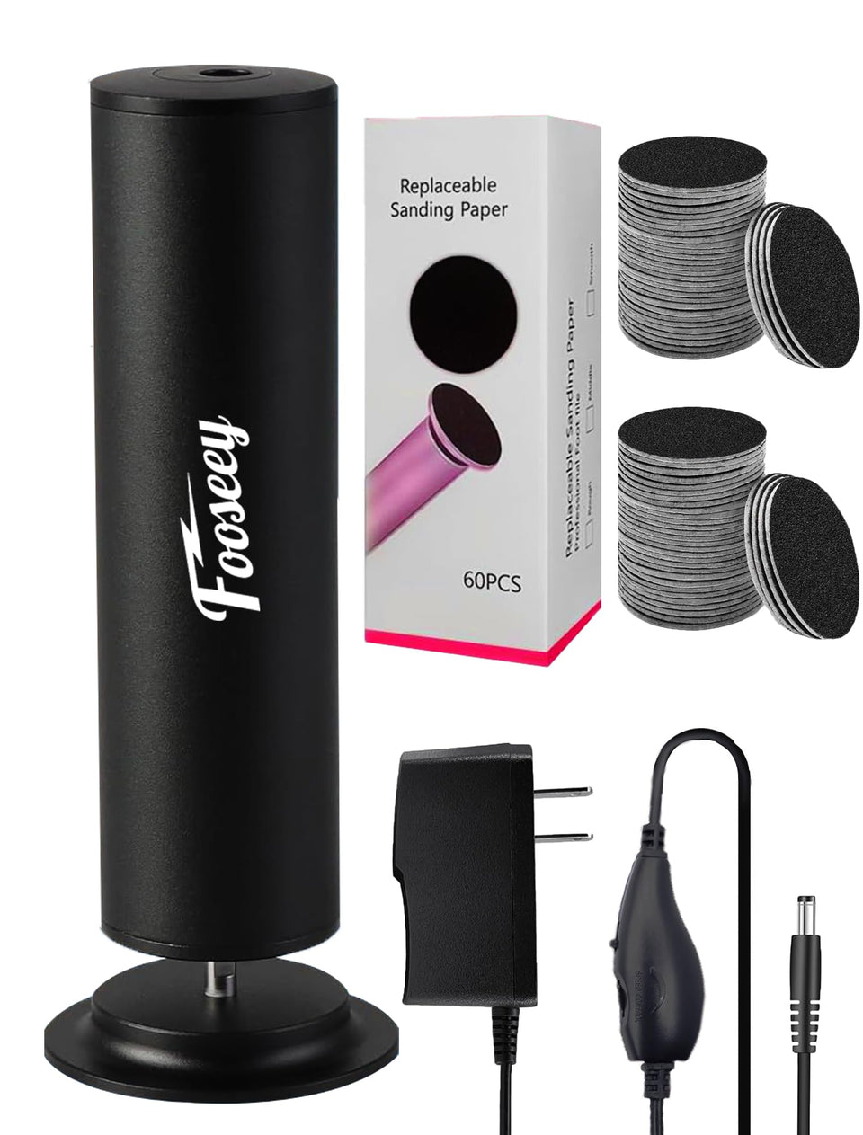 Fooseey Dermave foot callus remover front view shows durable aluminum construction for smooth pedicures.