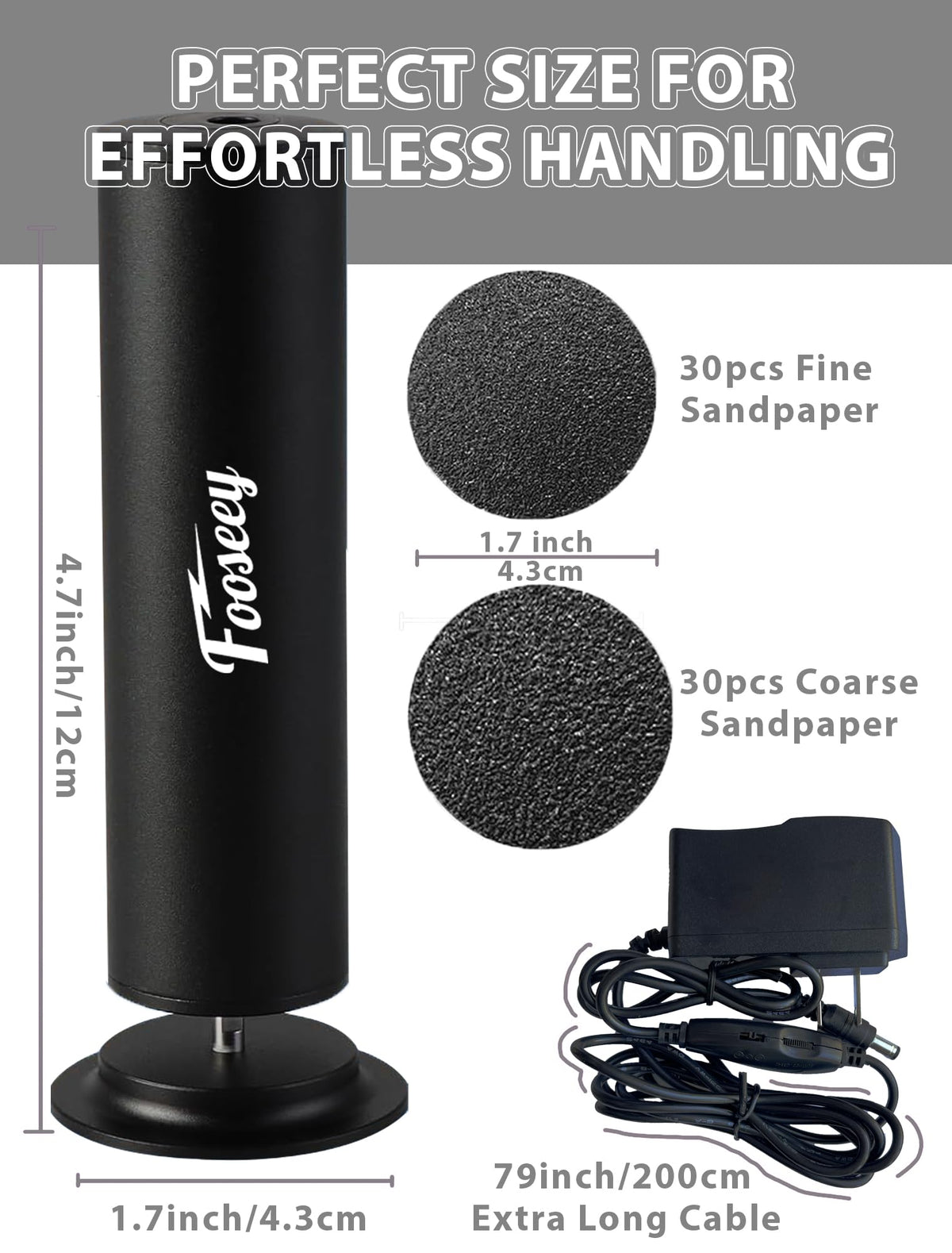Fooseey Dermave speed control allows customizing texture removal during pedicures.