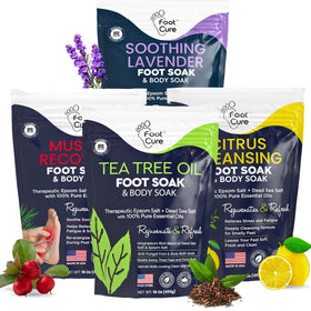 Foot Cure Premium Epsom Salt Foot Soak pack ready for a soothing spa-like soak.