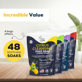 Foot Cure Soothing Foot Soak in bath showing at-home pedicure setup for relaxation.