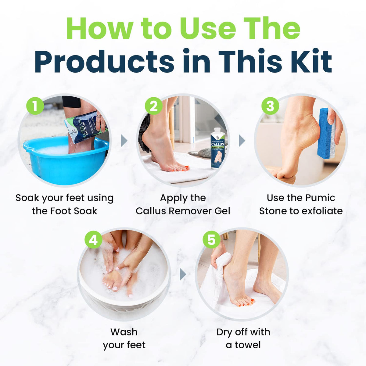 FOOT CURE Soothing foot bath in a basin for comfortable soaking