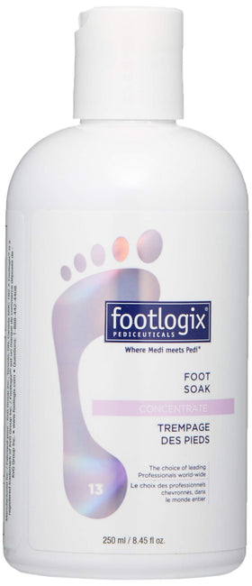 Footlogix Foot Soak Concentrate bottle for a gentle foot bath that softens skin.