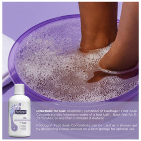 Footlogix Foot Soak Concentrate pour into tub for gentle cleansing and skin hydration.