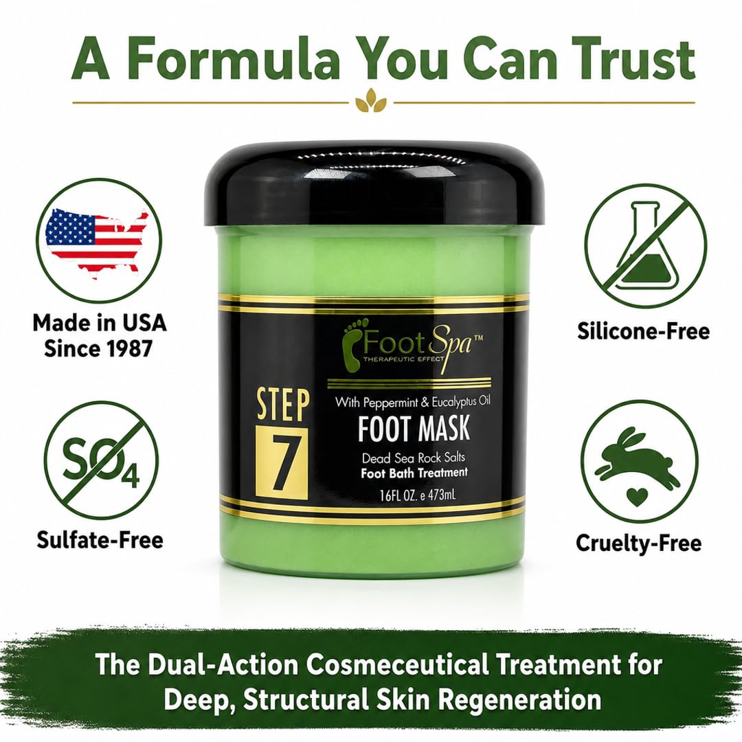 FootSpa dual-action cosmeceutical mask packaging communicates high performance