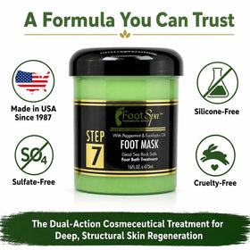 FootSpa dual-action cosmeceutical mask packaging communicates high performance