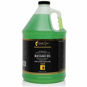 FootSpa eucalyptus massage oil bottle shows fast-absorbing, residue-free glide