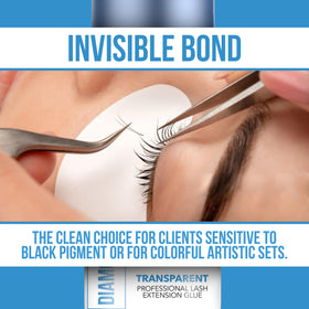 Forabeli Diamond Clear eyelash glue packaging front view highlighting latex-free and formaldehyde-free formula.