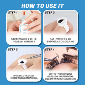 Forabeli Diamond Clear eyelash glue in use shows water and oil resistance during wear.