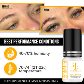Forabeli Pro Care adhesive offers up to 8 weeks retention on lashes.