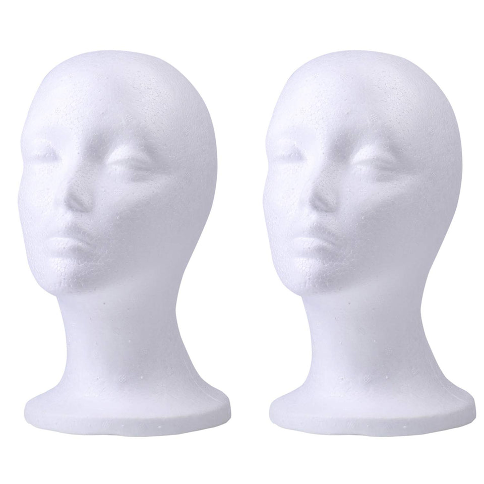 Foraineam 2-pack foam wig heads display two wigs neatly for salon or home